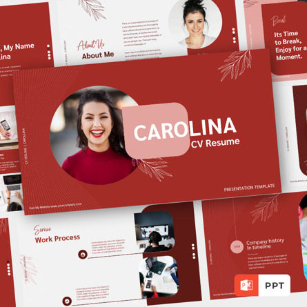 Carolina - CV Resume Presentation Template, PowerPoint-sjabloon, 09429, Carrière/Industrie — PoweredTemplate.com