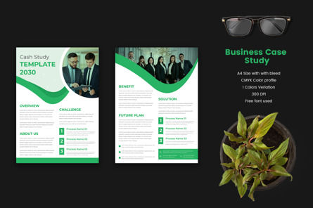 Business Case study PowerPoint template corporate modern business double side flyer, 09441, Business — PoweredTemplate.com
