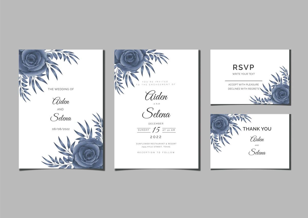 Beautiful digital Hand-painted Feminine watercolor Premium floral and  leaves Wedding Invitation Card | Stationery | logoboothpro | 85043 |  