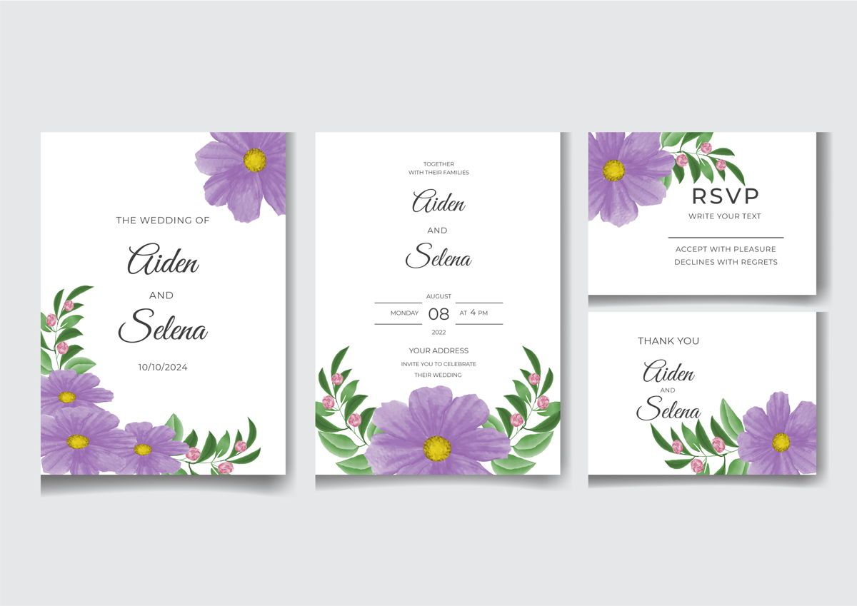 Beautiful digital Hand-painted Feminine watercolor Premium floral and  leaves Wedding Invitation Card | Stationery | logoboothpro | 85044 |  