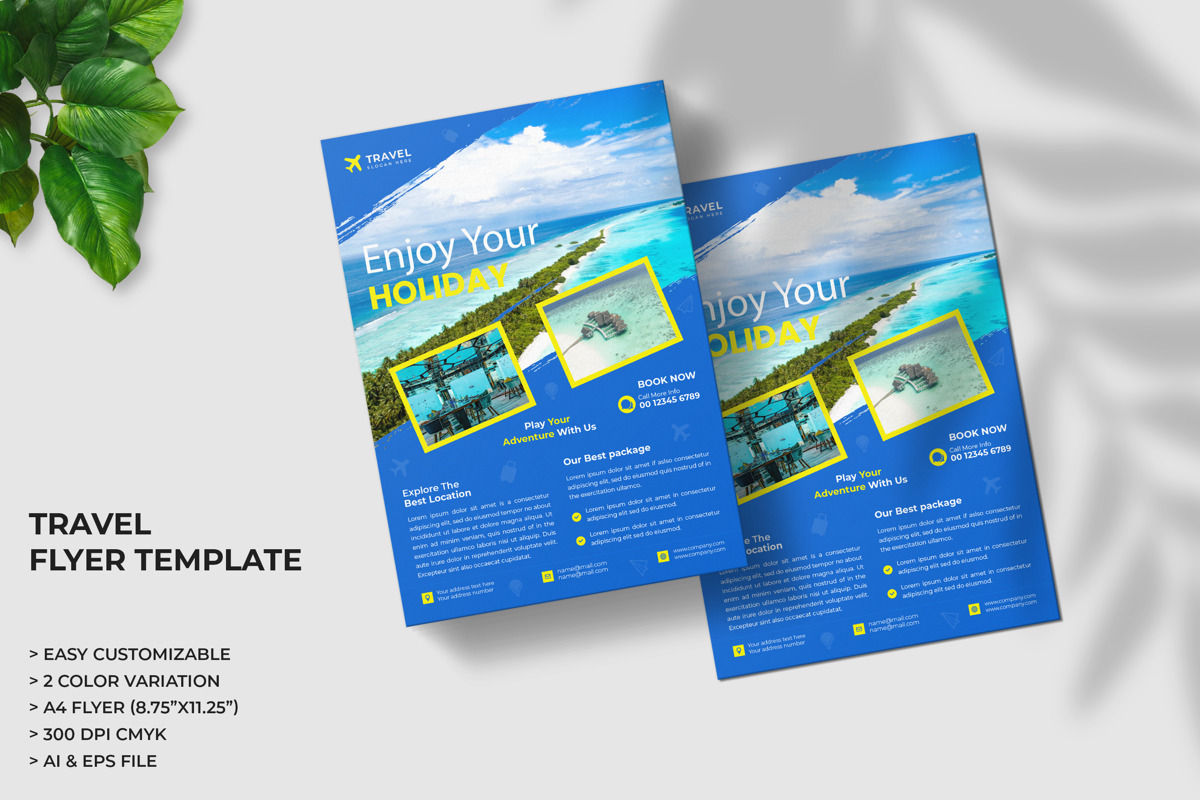 Travel design flyer template set paper art concept of hot air