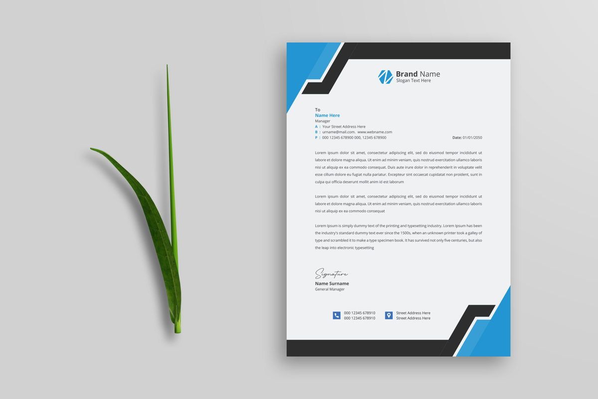 Letterhead design template, modern business letterhead design