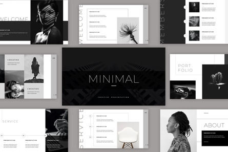 Minimal Black and White Presentation, Modello PowerPoint, 09615, Lavoro — PoweredTemplate.com