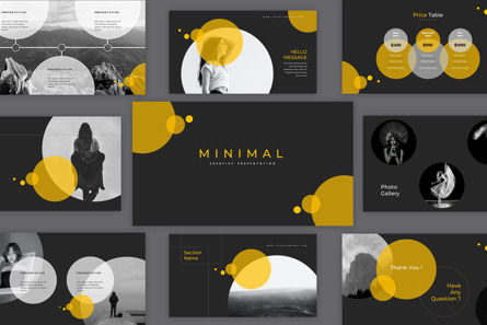 Black and Yellow Minimal Creative Presentation Template for Business, Modello PowerPoint, 09616, Lavoro — PoweredTemplate.com