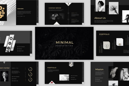 Clean Black Minimal Presentation Template, Modelo do PowerPoint, 09617, Negócios — PoweredTemplate.com
