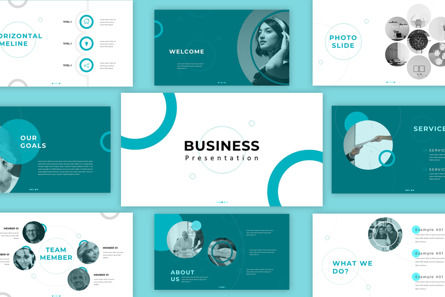 Business-Presentation- Powerpoint-Template- Turquoise Color, 09619, Business — PoweredTemplate.com