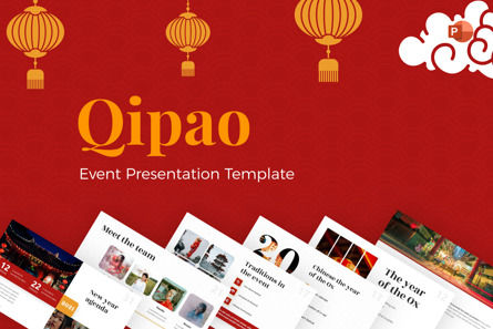 Qipao Chinese New Year Powerpoint Template, 09675, 宗教／スピリチュアル — PoweredTemplate.com