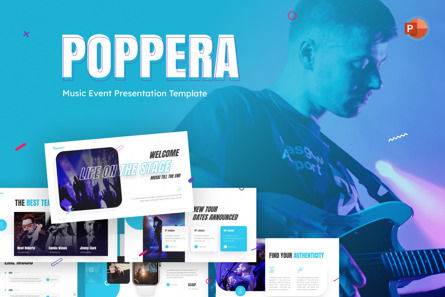 Poppera Music Powerpoint Template, 파워 포인트 템플릿, 09676, Art & Entertainment — PoweredTemplate.com