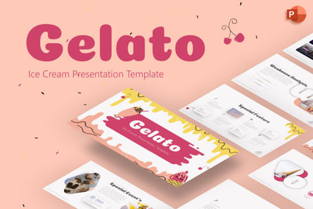 Gelato Ice Cream Creative PowerPoint Template, Templat PowerPoint, 09730, Food & Beverage — PoweredTemplate.com