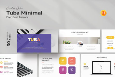 Tuba Minimal PowerPoint Template, PowerPoint-sjabloon, 09777, Bedrijf — PoweredTemplate.com