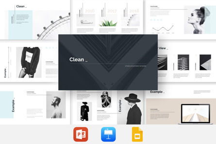 Clean Minimal Presentation Template, Plantilla de PowerPoint, 09787, Negocios — PoweredTemplate.com