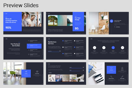 LORAN - Fully Animated Business Google Slide Template Blue Version, Slide 2, 09824, Business — PoweredTemplate.com