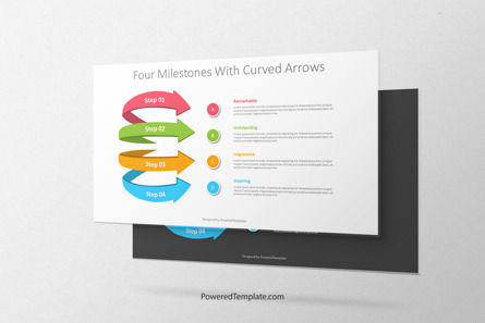 Four Milestones with Curved Arrows, 09836, 3D — PoweredTemplate.com