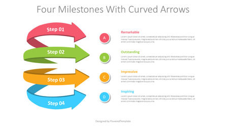 Four Milestones with Curved Arrows, Slide 2, 09836, 3D — PoweredTemplate.com