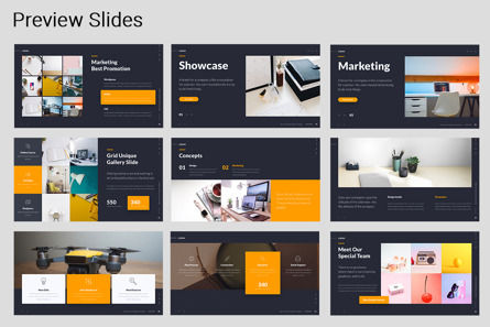 LORAN - Fully Animated Business Google Slide Template Yellow Version, スライド 5, 09840, ビジネス — PoweredTemplate.com