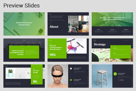 LORAN - Fully Animated Business Google Slide Template Green Version, Slide 2, 09841, Business — PoweredTemplate.com
