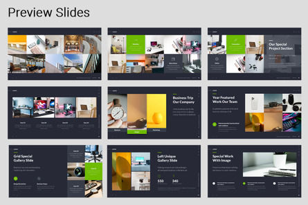 LORAN - Fully Animated Business Google Slide Template Green Version, Dia 4, 09841, Bedrijf — PoweredTemplate.com