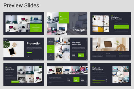 LORAN - Fully Animated Business Google Slide Template Green Version, Dia 5, 09841, Bedrijf — PoweredTemplate.com