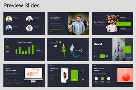 LORAN - Fully Animated Business Google Slide Template Green Version, Dia 6, 09841, Bedrijf — PoweredTemplate.com