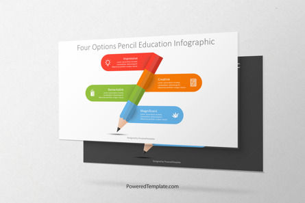 Four Options Pencil Education Infographic, Free Google Slides Theme, 09874, Education Charts and Diagrams — PoweredTemplate.com