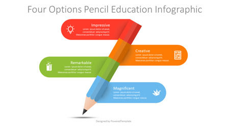 Four Options Pencil Education Infographic, Dia 2, 09874, Educatieve Grafieken en Diagrammen — PoweredTemplate.com