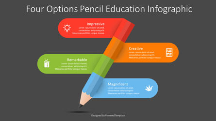Four Options Pencil Education Infographic, 슬라이드 3, 09874, 교육 차트 및 도표 — PoweredTemplate.com