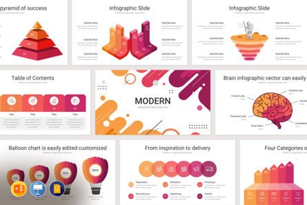 Business Infographics Presentation Template, 09912, Business — PoweredTemplate.com