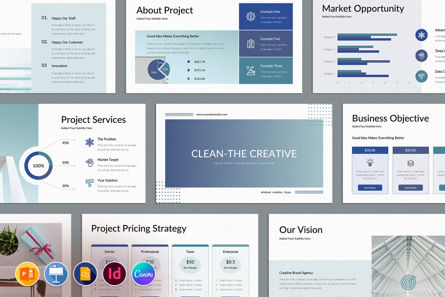 Clean Creative Minimal Presentation Template, 10011, Business — PoweredTemplate.com