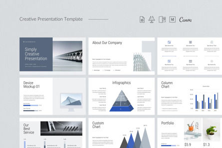 Simply Creative Presentation, PowerPoint Template, 10047, Business — PoweredTemplate.com