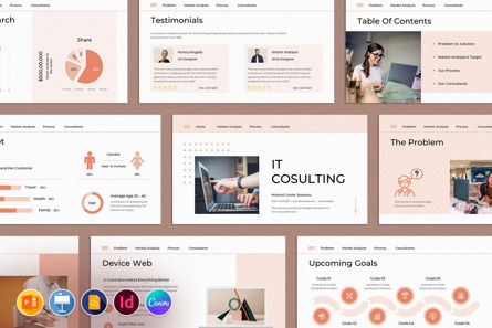 IT Consulting Presentation Template, Modello PowerPoint, 10078, Lavoro — PoweredTemplate.com