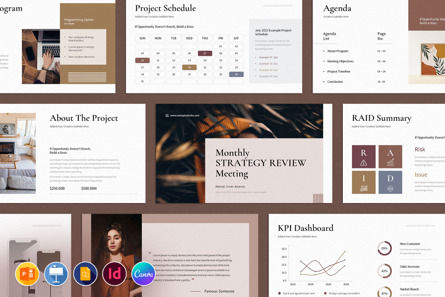 Monthly Strategy Review Meeting Presentation Template, Modello PowerPoint, 10080, Lavoro — PoweredTemplate.com