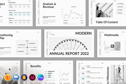 Modern Annual Report Presentation Template, Modelo do PowerPoint, 10082, Negócios — PoweredTemplate.com