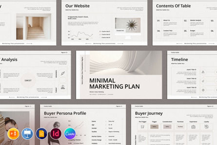 Minimal Marketing Plan Presentation Template, Modelo do PowerPoint, 10098, Negócios — PoweredTemplate.com