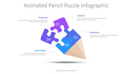 Animated Pencil Puzzle Infographic, Deslizar 2, 10177, Gráficos e Diagramas de Educação — PoweredTemplate.com