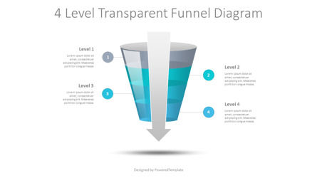 4 Level Semi Transparent Funnel Diagram, 幻灯片 2, 10222, 商业模式 — PoweredTemplate.com
