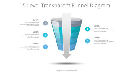 5 Level Semi Transparent Funnel Diagram, Slide 2, 10223, 3D — PoweredTemplate.com