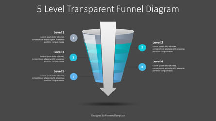 5 Level Semi Transparent Funnel Diagram, Slide 3, 10223, 3D — PoweredTemplate.com