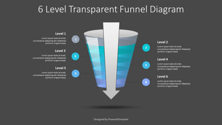 6 Level Semi Transparent Funnel Diagram, Slide 3, 10224, 3D — PoweredTemplate.com
