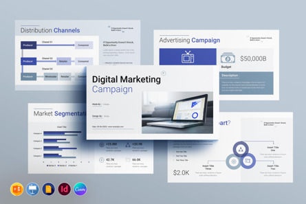 Digital Marketing Campaign Presentation Template, Templat PowerPoint, 10242, Bisnis — PoweredTemplate.com