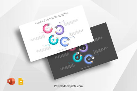 4 Curved Pencils Infographic, Gratis Tema Google Slides, 10348, Bagan dan Diagram Pendidikan — PoweredTemplate.com