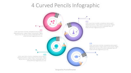 4 Curved Pencils Infographic, 幻灯片 2, 10348, 教育图和图表 — PoweredTemplate.com