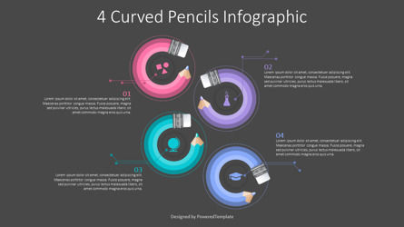 4 Curved Pencils Infographic, 幻灯片 3, 10348, 教育图和图表 — PoweredTemplate.com