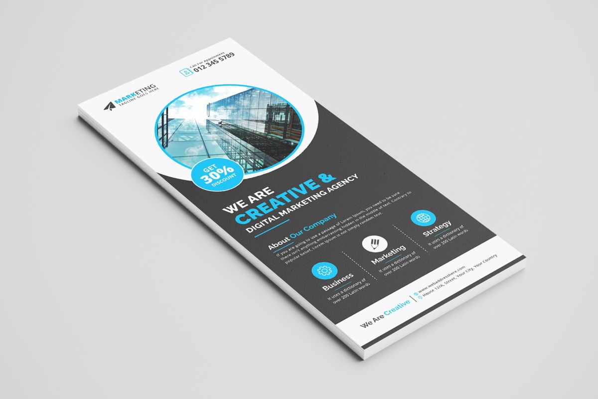 Corporate DL Flyer or Rack Card Design Template Layout with Black Background  | Flyer | SheikImran34 | 97131 