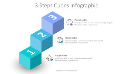 3 Steps Cubes Infographic, Slide 2, 10385, 3D — PoweredTemplate.com