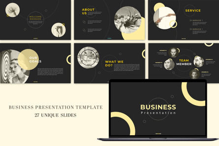 Black and Yellow Business PowerPoint Presentation, Modello PowerPoint, 10419, Lavoro — PoweredTemplate.com