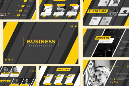 Business PowerPoint Presentation Black and Yellow Color, Modello PowerPoint, 10420, Lavoro — PoweredTemplate.com