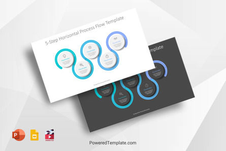 5-Step Horizontal Process Flow Template, 10443, Animated — PoweredTemplate.com