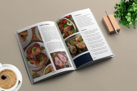 Recipe Book Brochure Template or Cookbook Magazine Layout, Brochure, vectorgraph, 97854