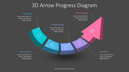 3D Arrow Progress Diagram, 슬라이드 3, 10458, 3D — PoweredTemplate.com