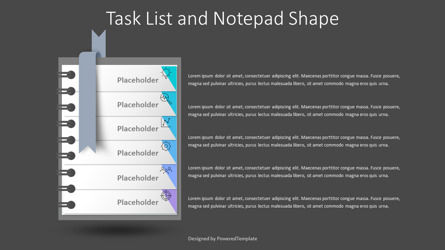 Task List and Notepad Shape, Dia 3, 10460, Business Concepten — PoweredTemplate.com